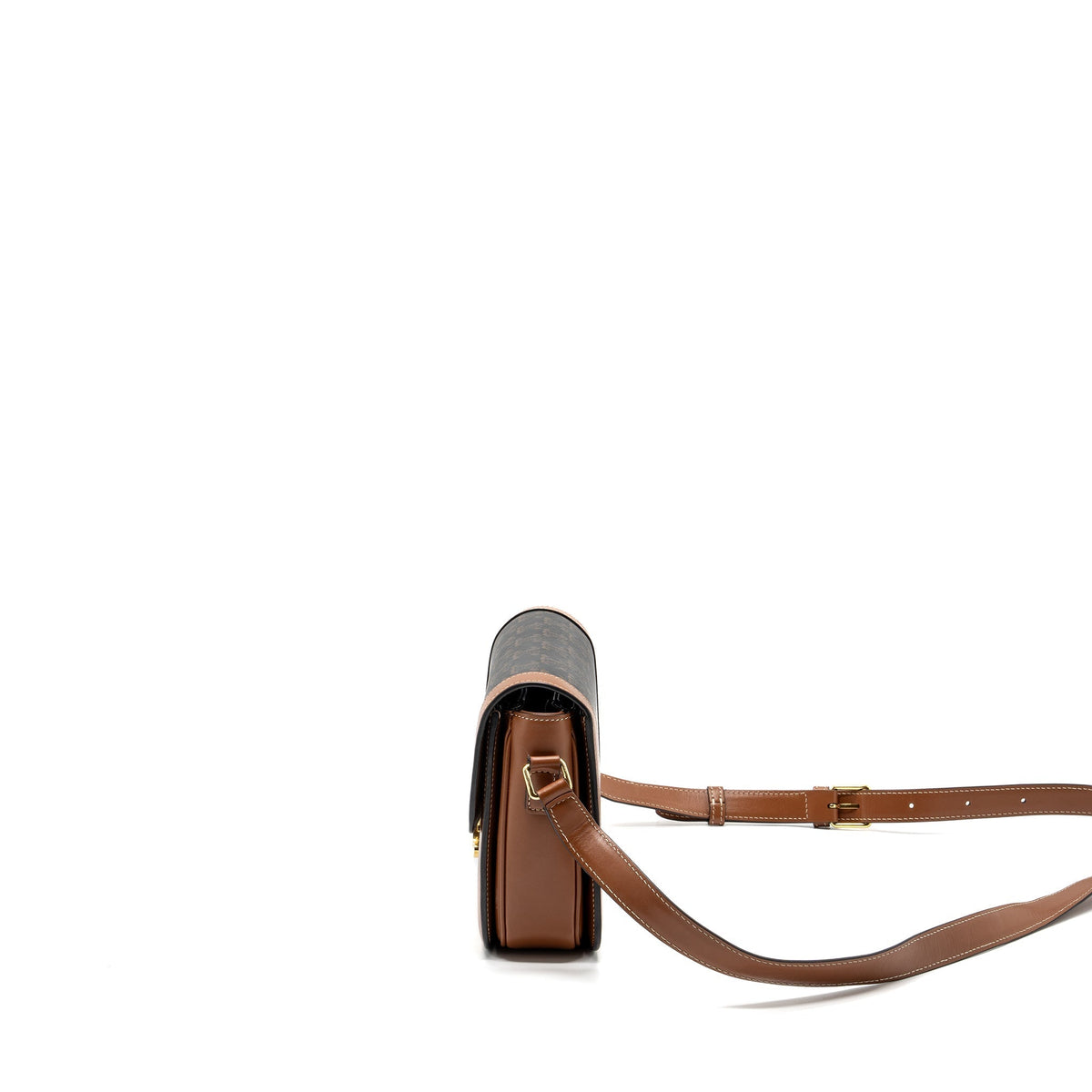 Celine Bags? Celine Classic triomphe bag canvas calfskin tan GHW Premium Designer Shoulder Bag