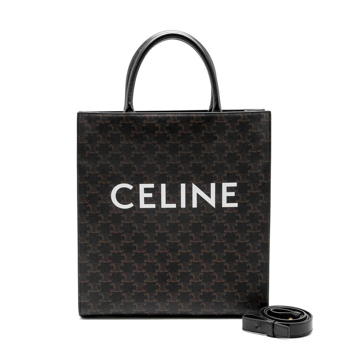 Celine Bags? Celine Vertical Cabas in Triomphe Canvas Black Multicolour GHW Luxury Designer Leather Handbag