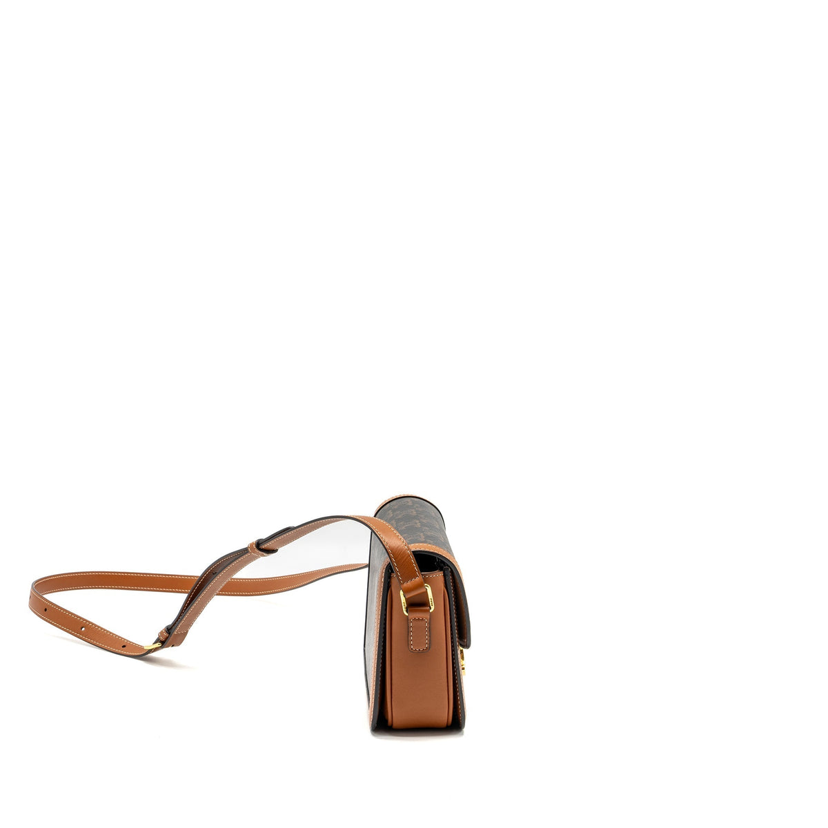 Celine Bags? Celine Teen Triomphe bag in triomphe canvas calfskin Brown Multicolour GHW Premium Designer Shoulder Bag