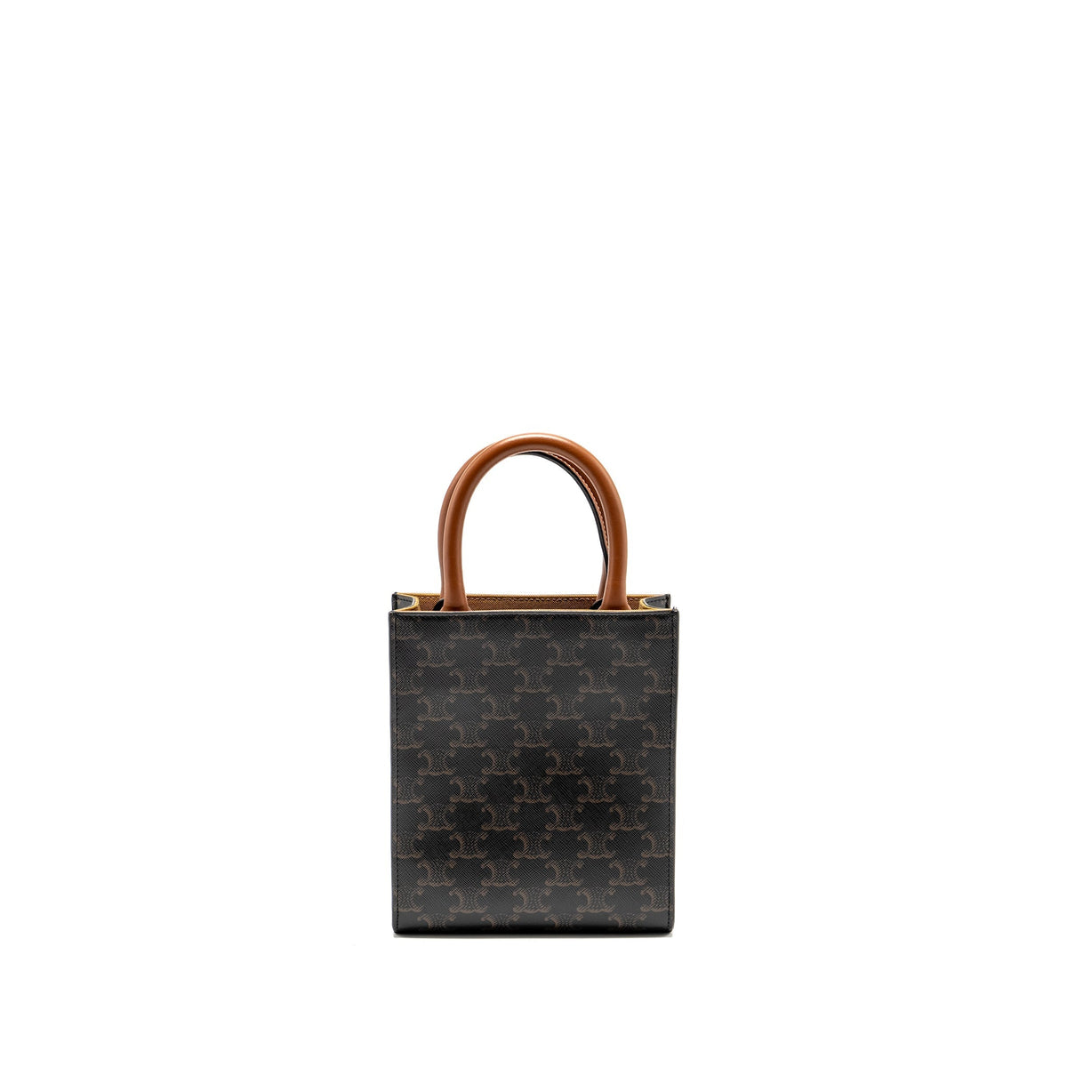 Celine Bags? Celine Mini Vertical Cabas Triomphe Canvas Brown Multicolour GHW Luxury Designer Leather Handbag
