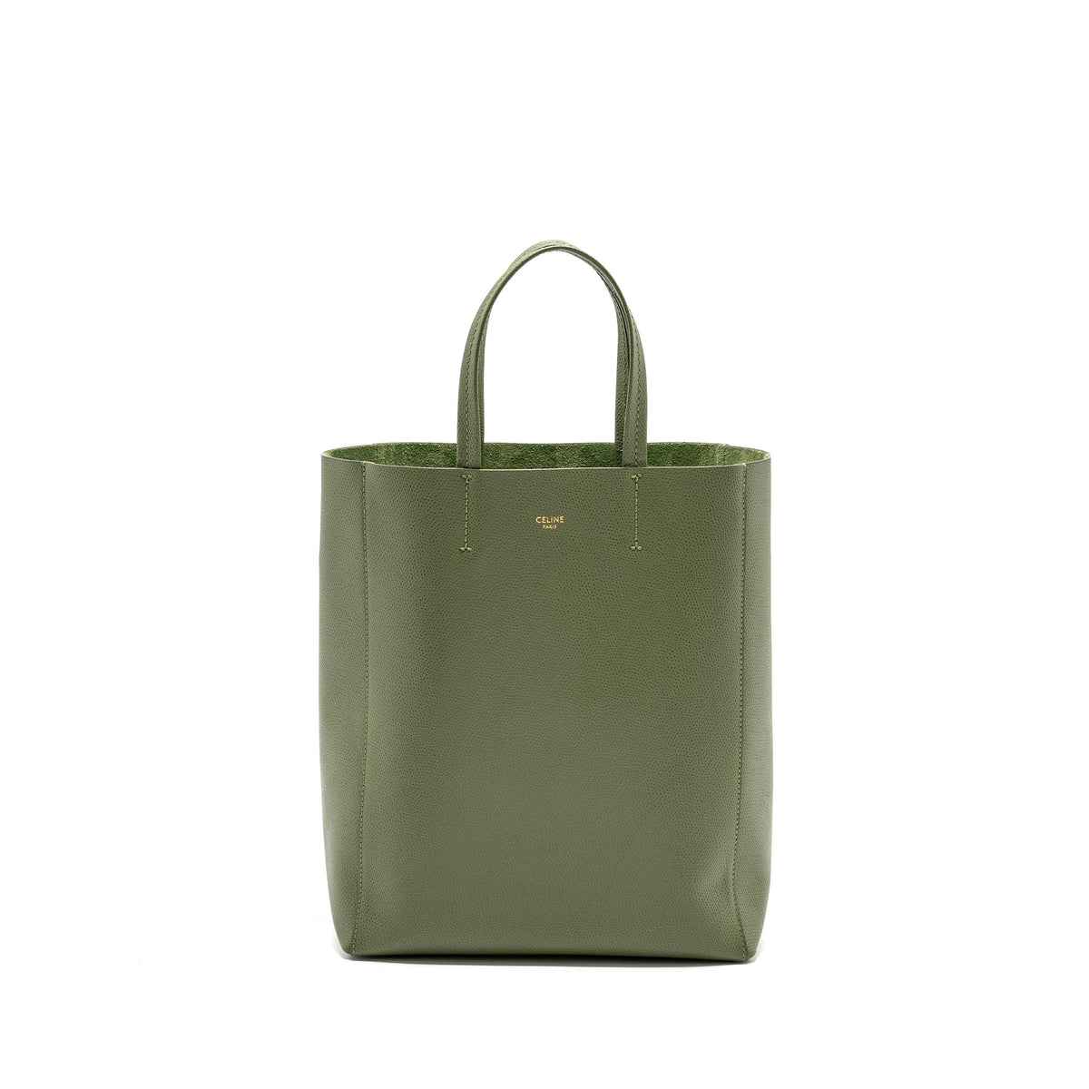 Celine Bags? Celine vertical cabas tote bag grained calfskin green GHW Premium Designer Shoulder Bag
