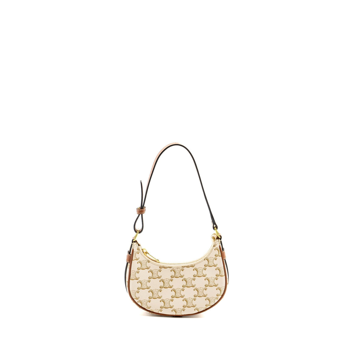 Celine Bags? Celine Mini Ava Bag Triomphe Canvas Calfskin White Brown GHW Luxury Designer Leather Handbag
