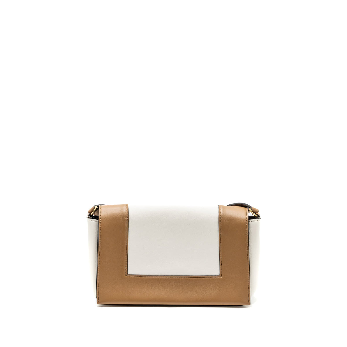 Celine Bags? Celine Frame Bag Calfskin White Brown GHW Luxury Designer Leather Handbag