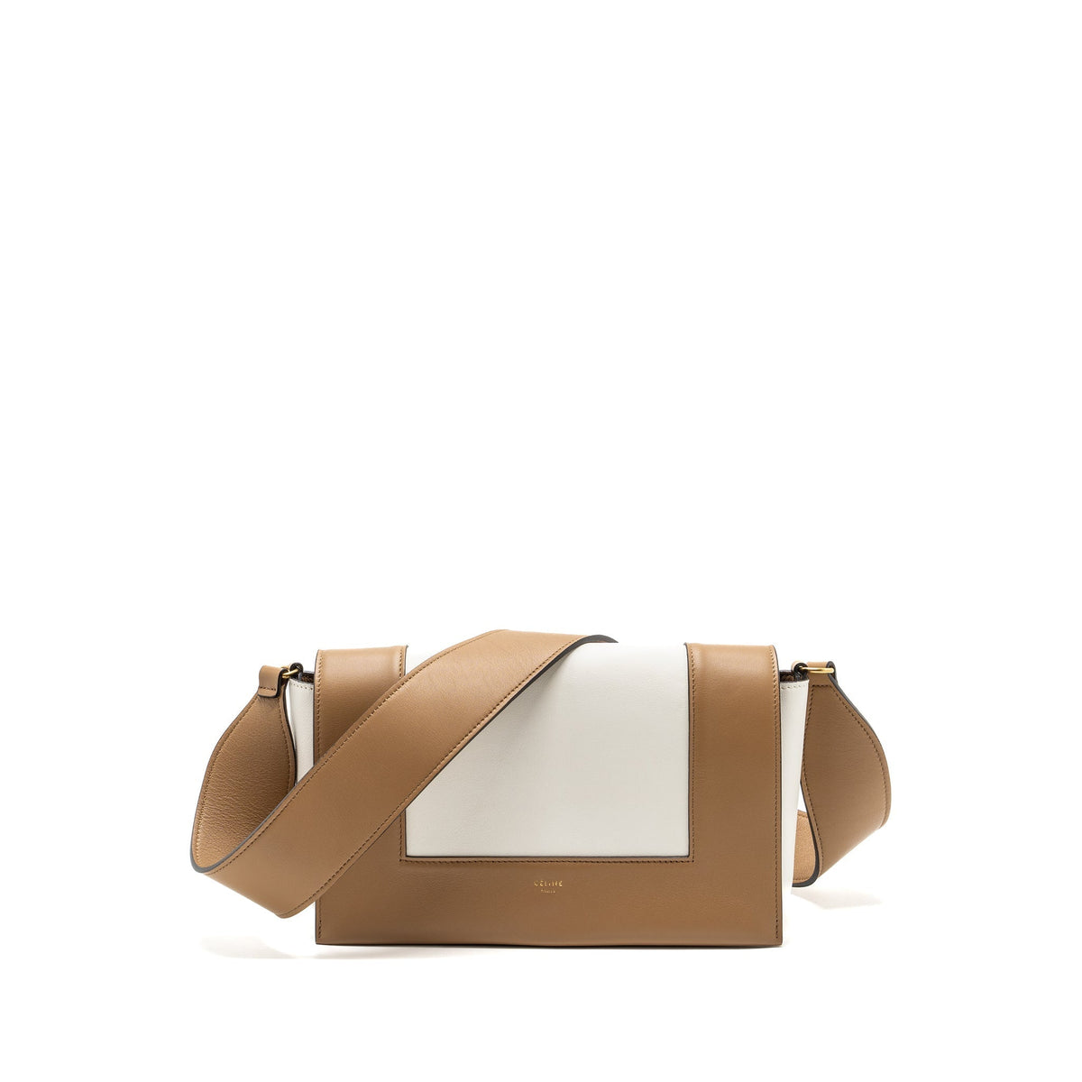 Celine Bags? Celine Frame Bag Calfskin White Brown GHW Luxury Designer Leather Handbag