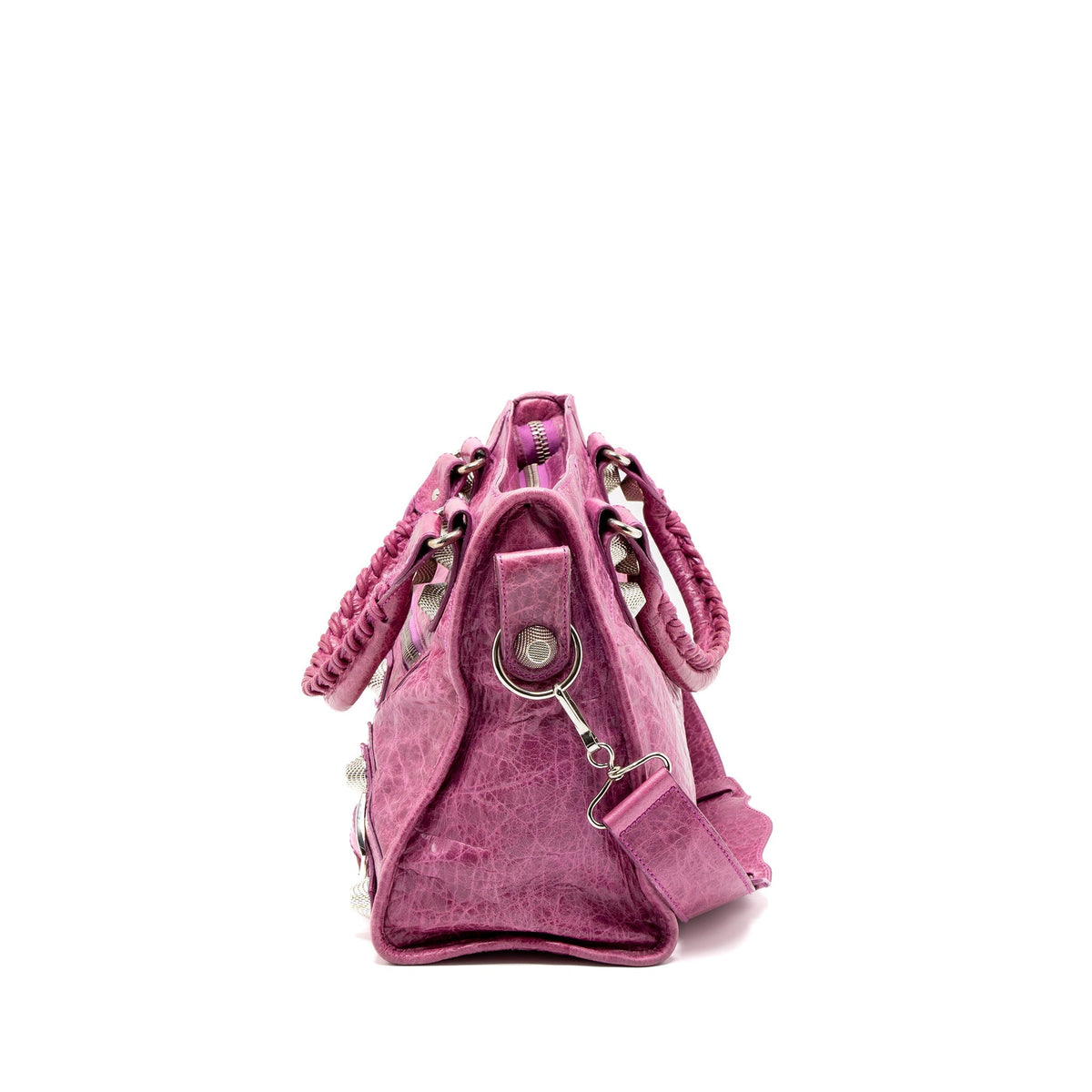 Side view of Balenciaga handbag Pink premium designer bag
