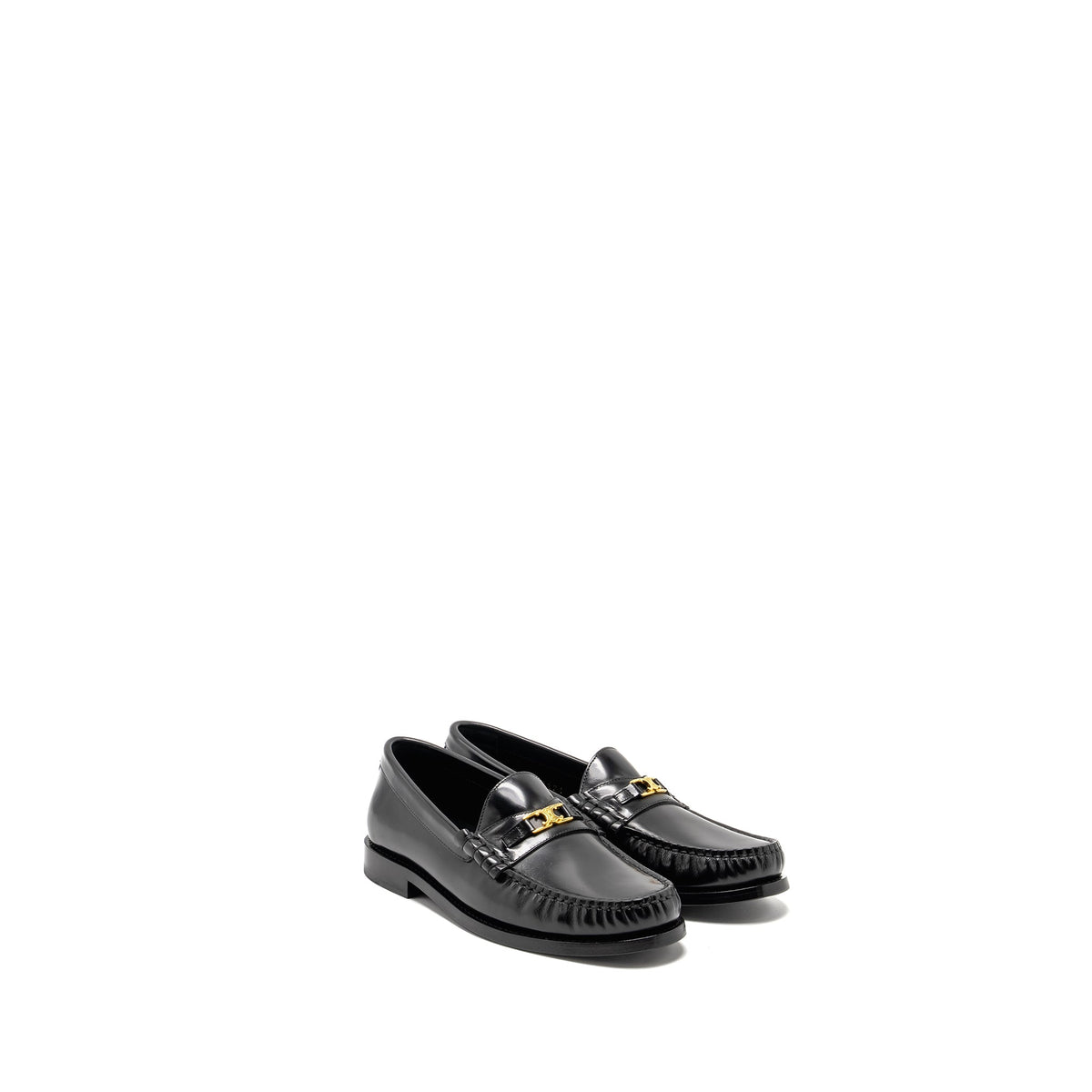 Celine Shoes? Celine Size 37 Triomphe Loafer Polished Calfskin Black GHW Premium Designer Casual Shoes
