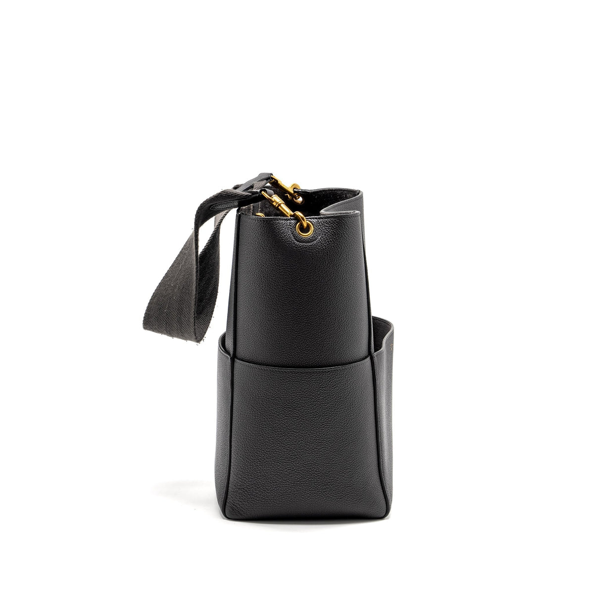 Celine Bags? Celine Sangle Bucket Bag Calfskin Dark Grey GHW Premium Designer Shoulder Bag