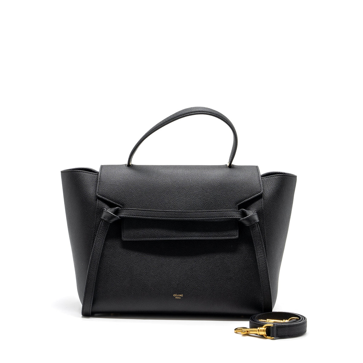 Celine Bags? Celine mini belt bag grained calfskin black GHW Premium Designer Shoulder Bag
