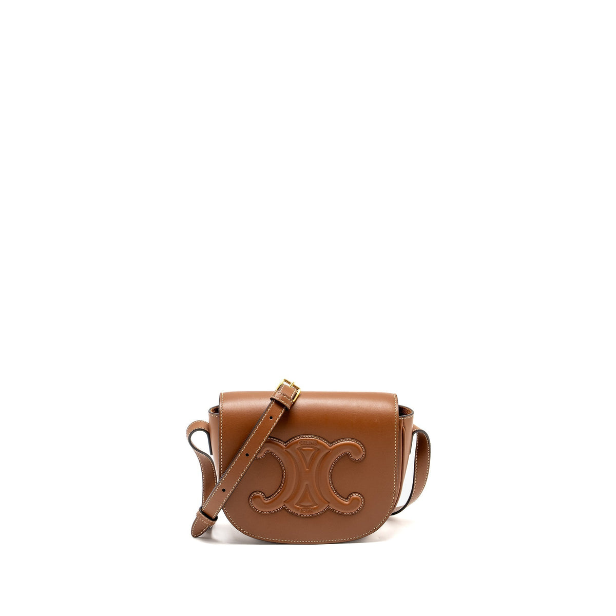 Celine Bags? Celine Folco Cuir Triomphe Smooth Calfskin Tan GHW Premium Designer Shoulder Bag