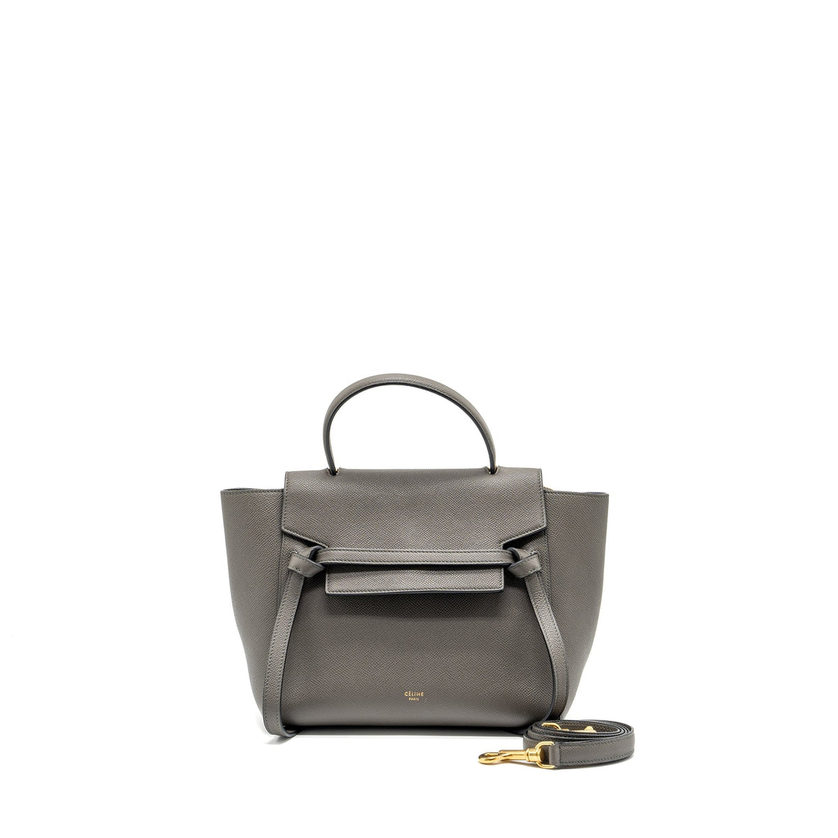 Celine Bags? Celine Micro Belt Bag Grained Calfskin Grey GHW Premium Designer Shoulder Bag