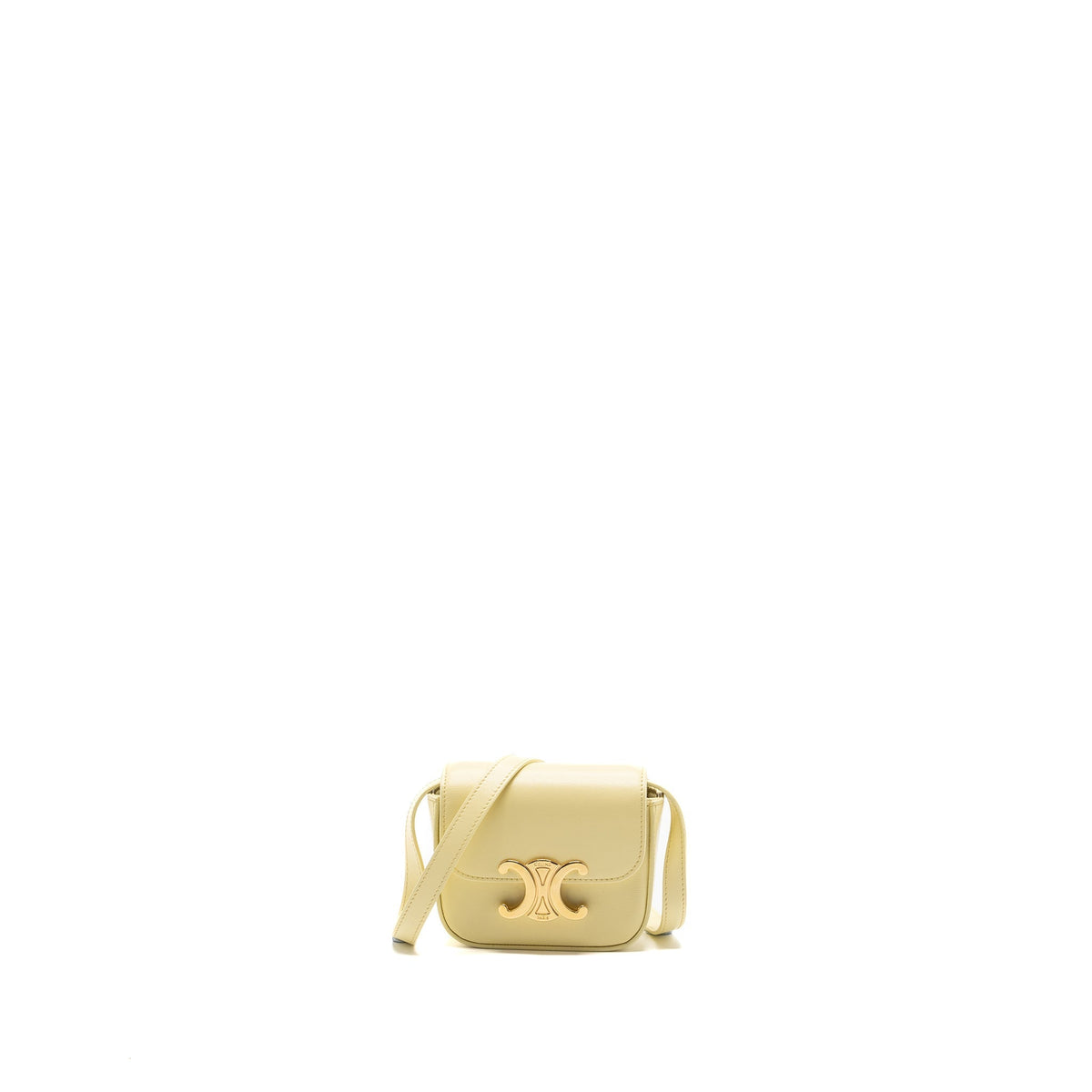 Celine Bags? Celine Mini Claude Shiny Calfskin Light Yellow GHW Elegant Everyday Designer Handbag
