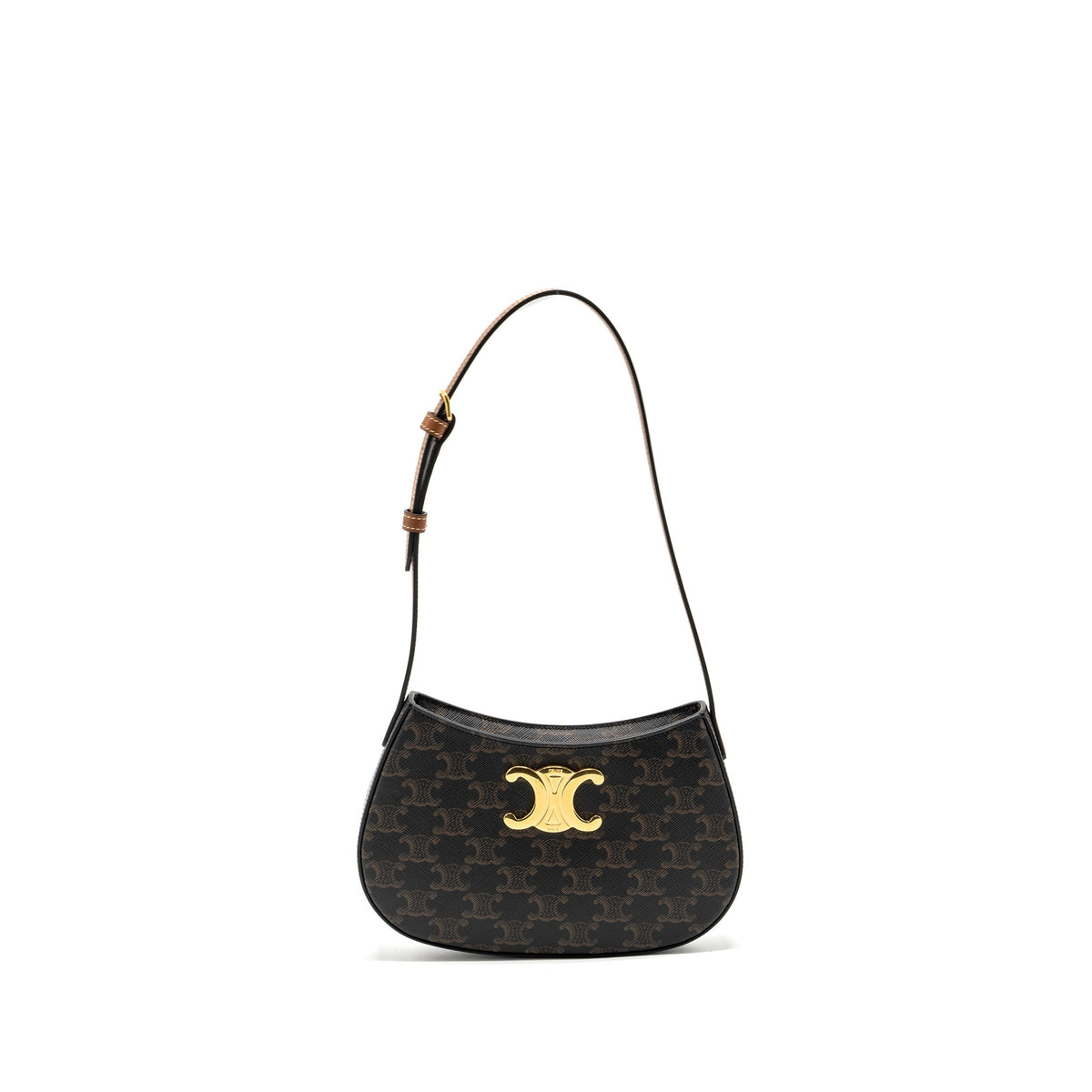 Celine Bags? Celine Medium Tilly Bag in Triomphe Canvas calfskin Tan GHW Luxury Designer Leather Handbag