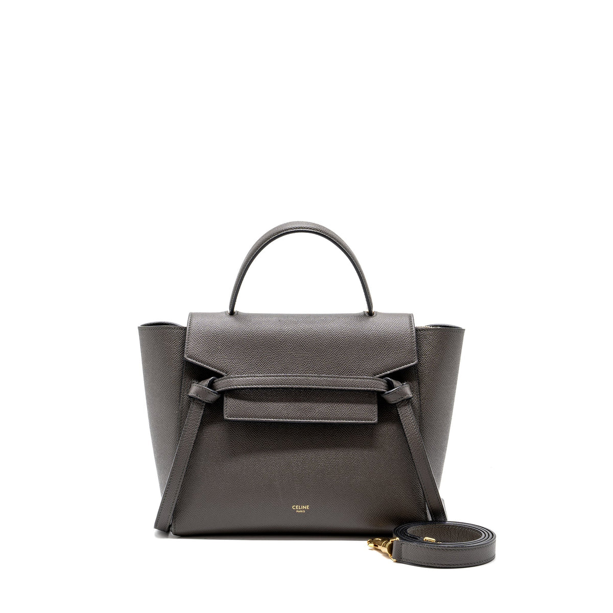 Celine Bags? Celine Micro Belt Bag Grained Calfskin Grey GHW Elegant Everyday Designer Handbag