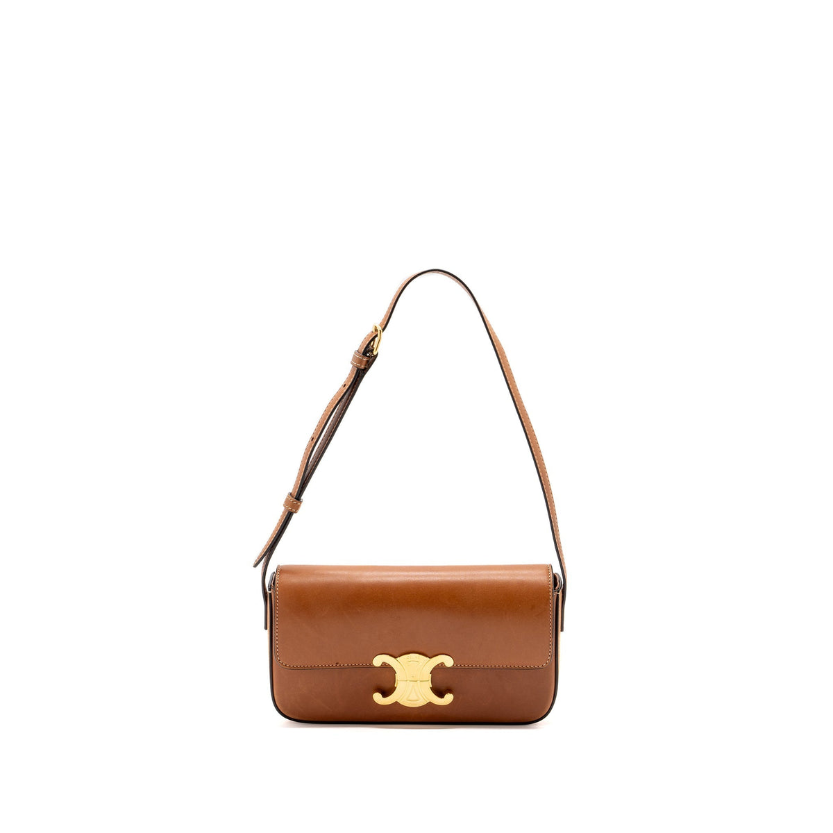 Celine Bags? Celine Triomphe Shoulder bag Natural Calfskin Tan GHW Premium Designer Shoulder Bag