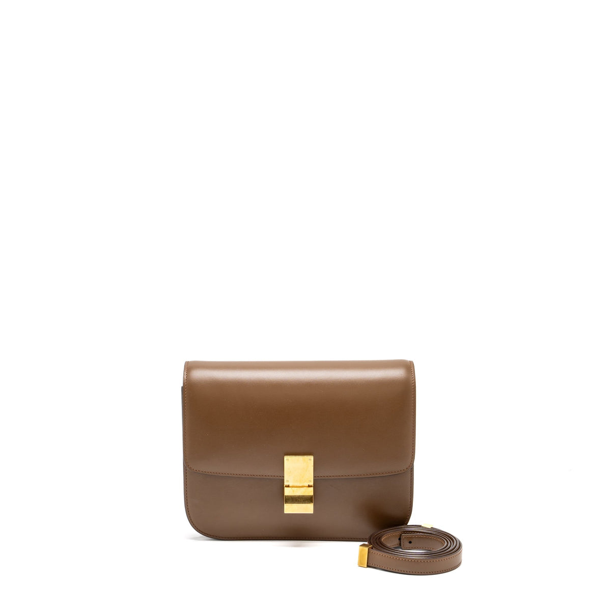 Celine Bags? Celine Medium Classic Box Bag Calfskin Brown GHW Elegant Everyday Designer Handbag