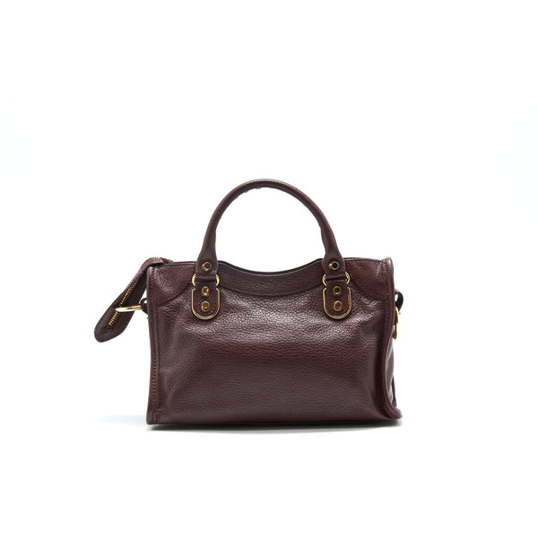 Balenciaga authentic luxury handbag Burgundy leather craftsmanship