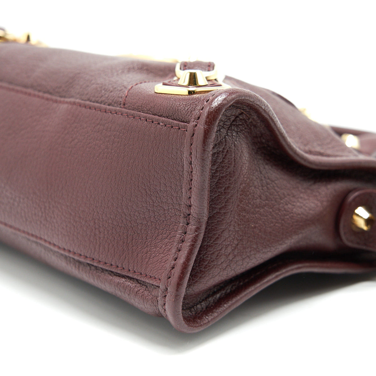 Balenciaga authentic luxury handbag Burgundy leather craftsmanship