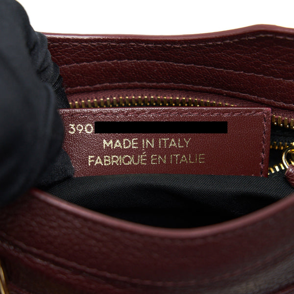 Side view of Balenciaga handbag Burgundy premium designer bag