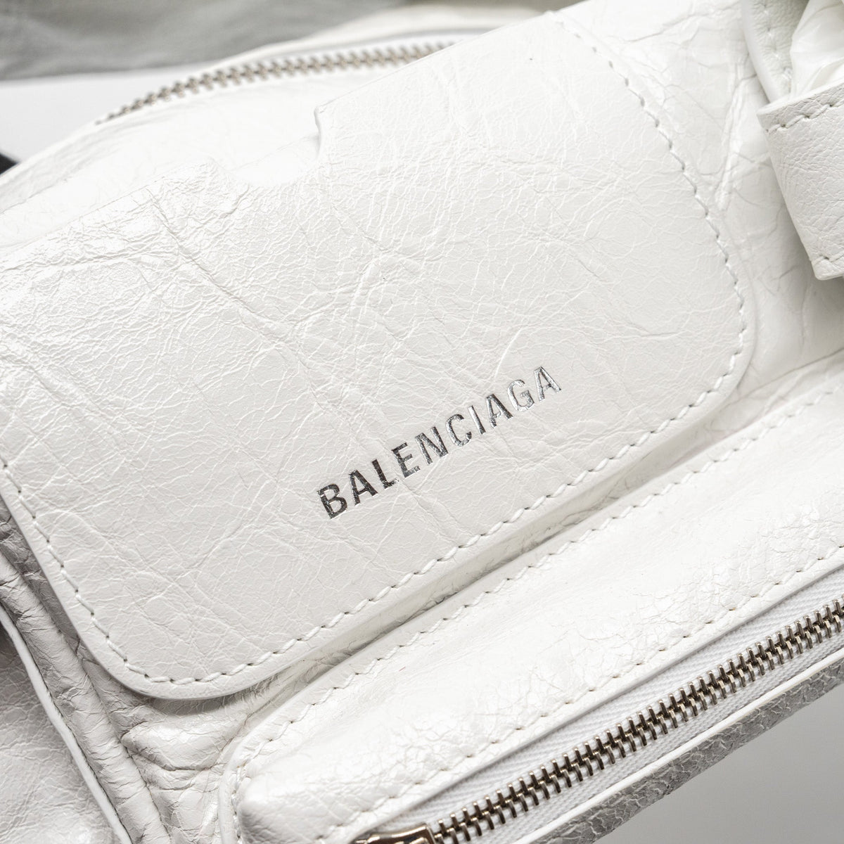 Balenciaga authentic luxury handbag White calf craftsmanship