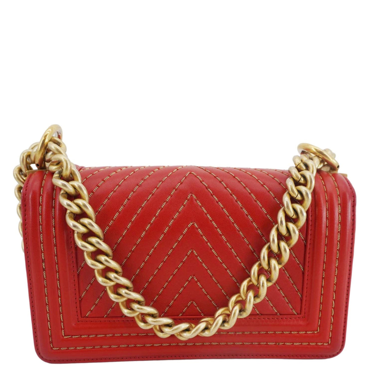 Chanel Bags Chanel Boy Flap Small Chevron Leather Shoulder Bag Red Luxury Designer Leather Handbag