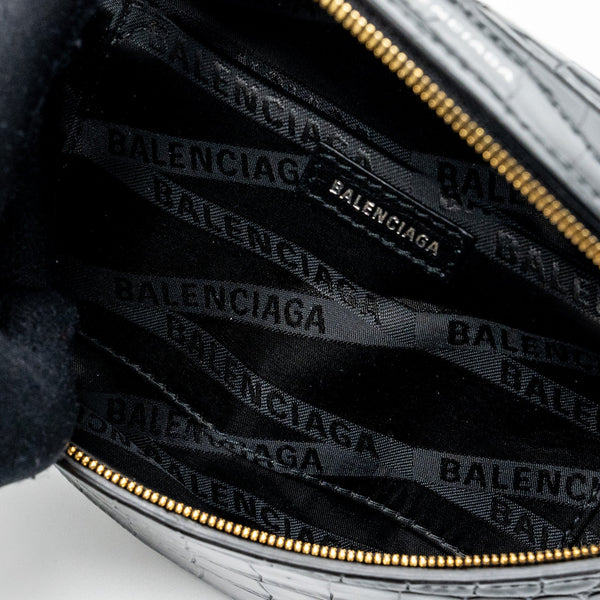 Side view of Balenciaga handbag Black premium designer bag