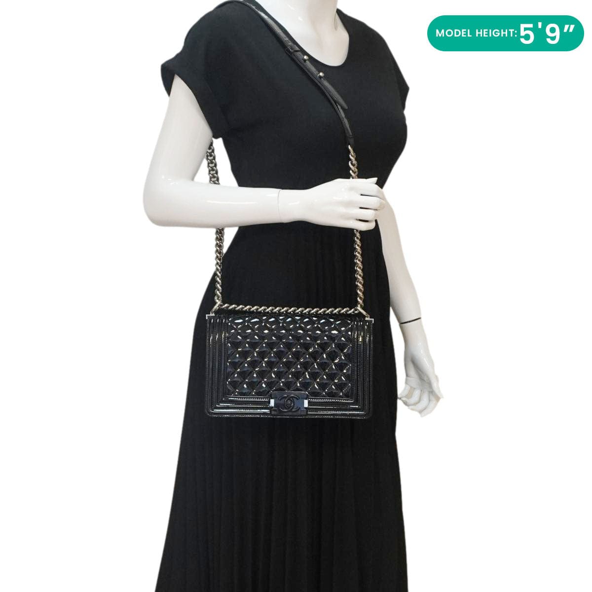 Chanel Bags Chanel Boy Flap Medium Plexiglass Patent Leather Crossbody Bag Black 20481641 Premium Designer Shoulder Bag