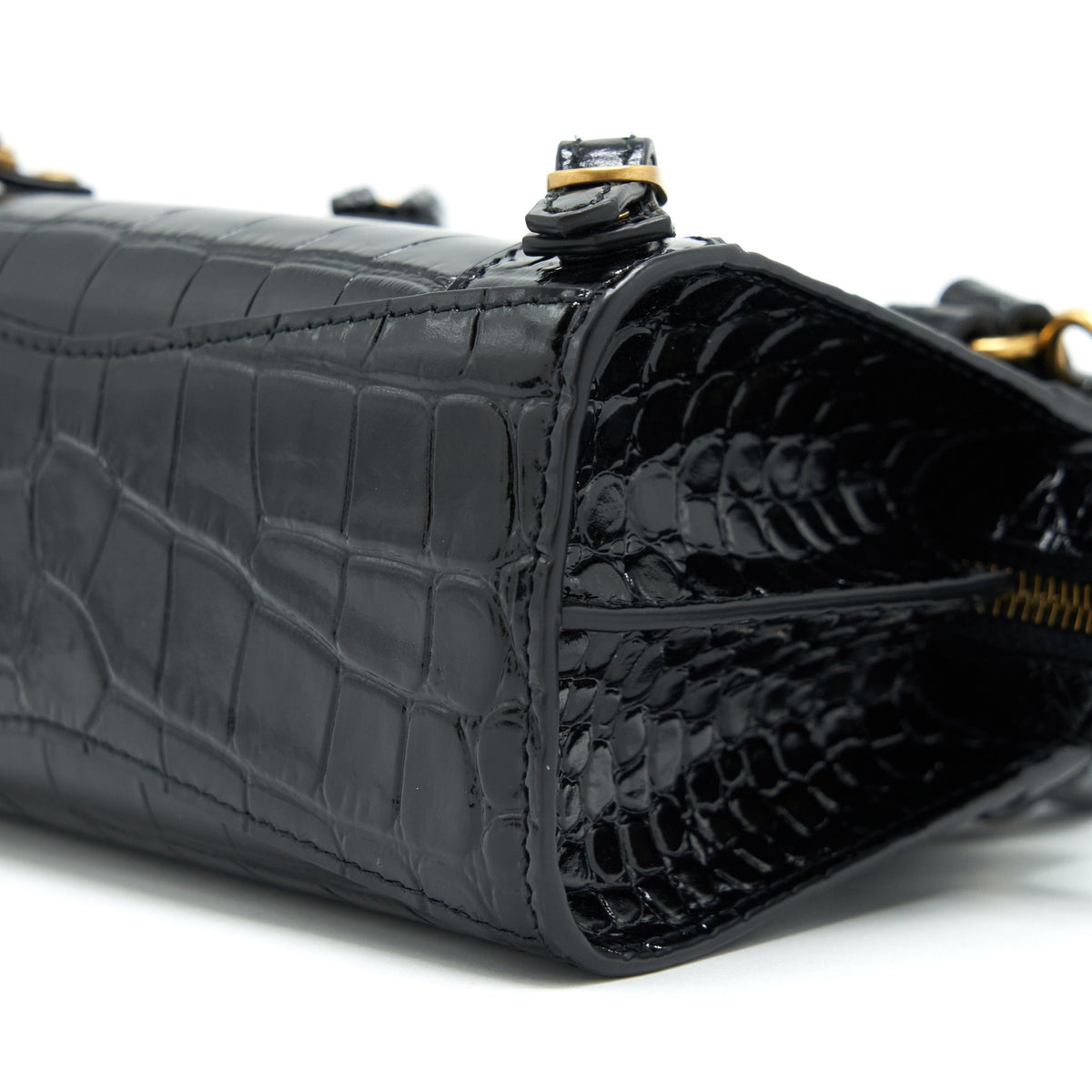 Side view of Balenciaga handbag Black premium designer bag