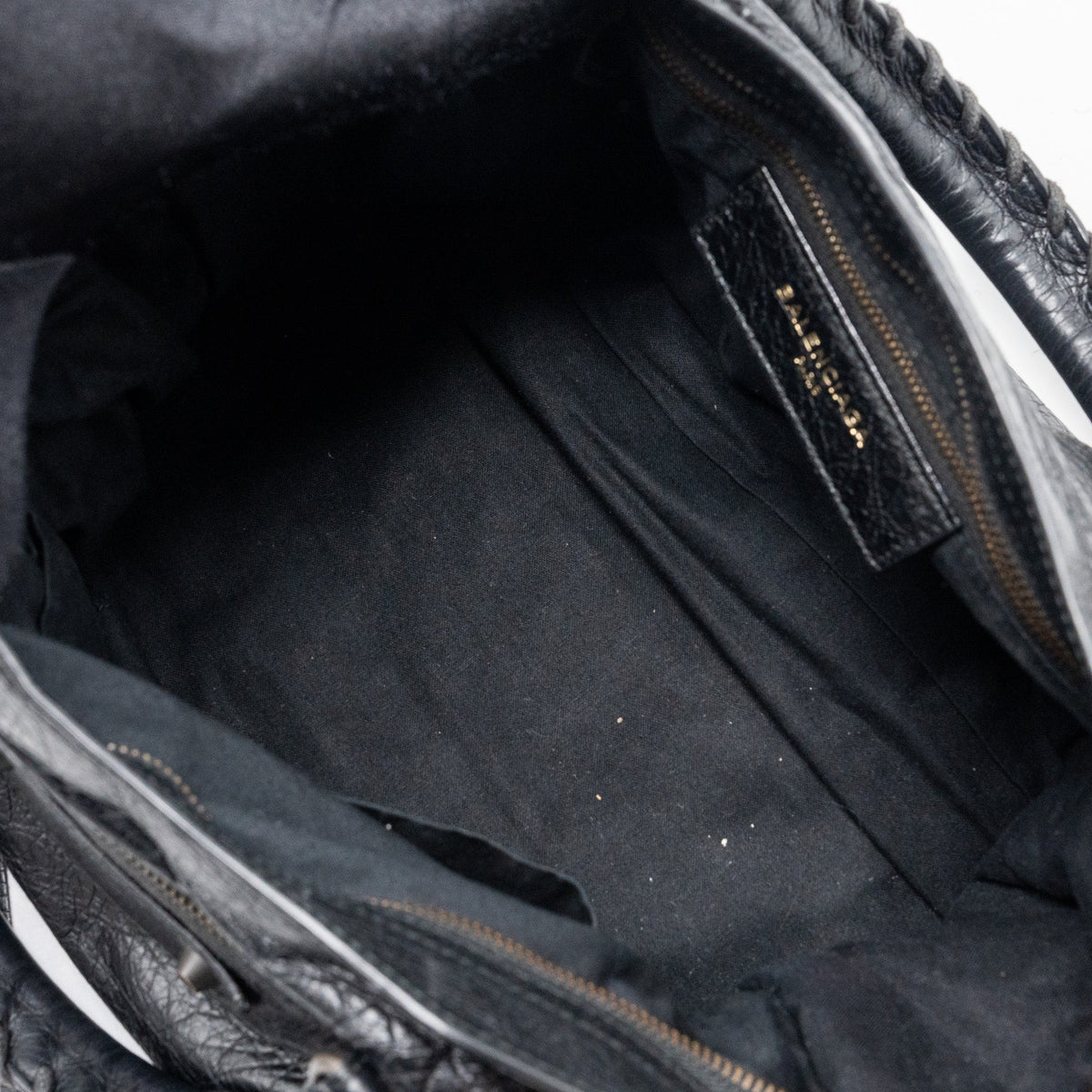 Side view of Balenciaga handbag Black premium designer bag