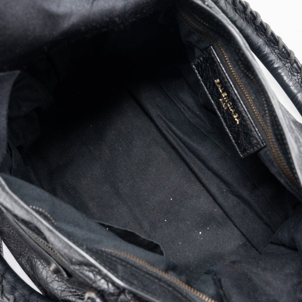 Side view of Balenciaga handbag Black premium designer bag
