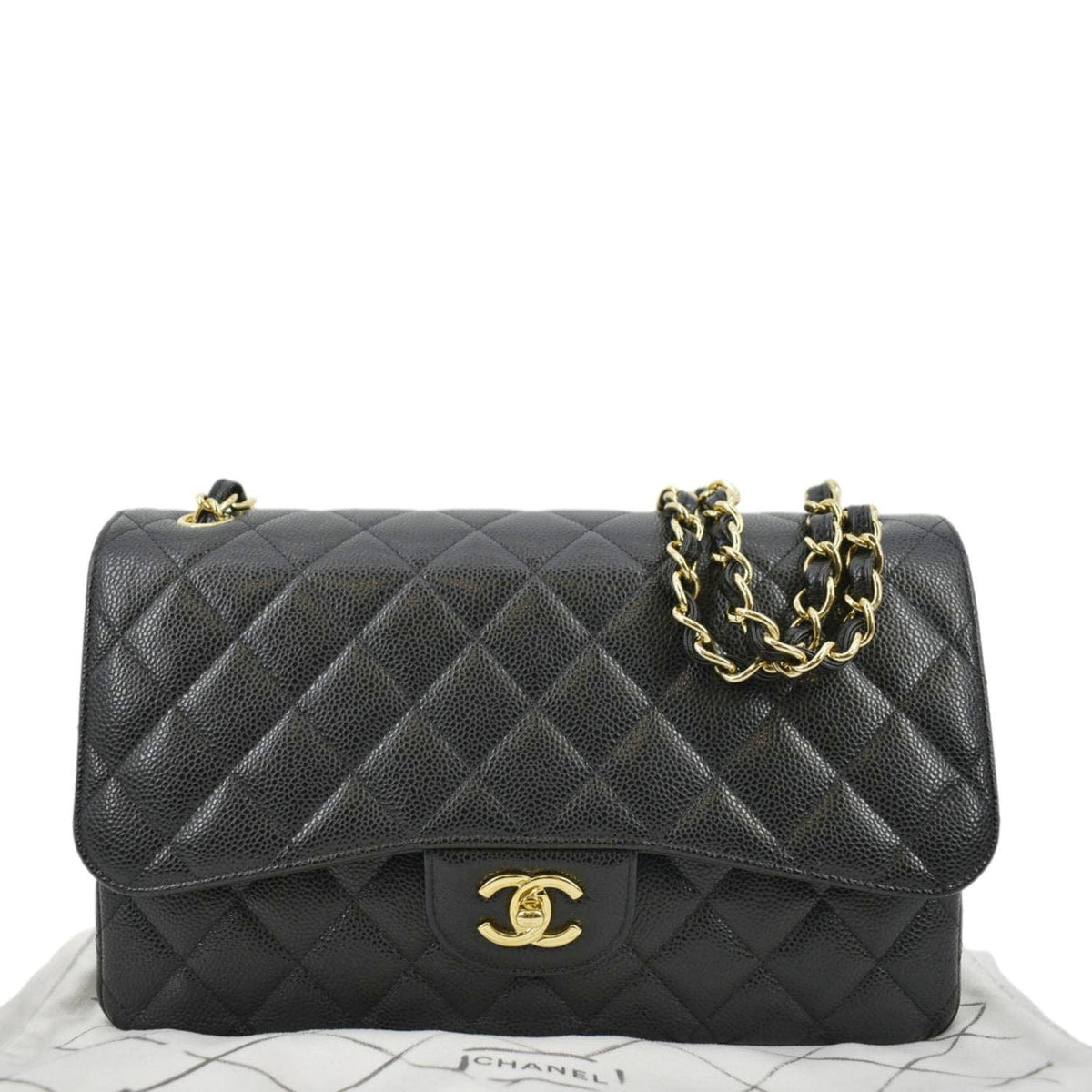 Chanel Bags Chanel Classic Jumbo Double Flap Quilted Caviar Leather Crossbody Bag Black Premium Designer Shoulder Bag