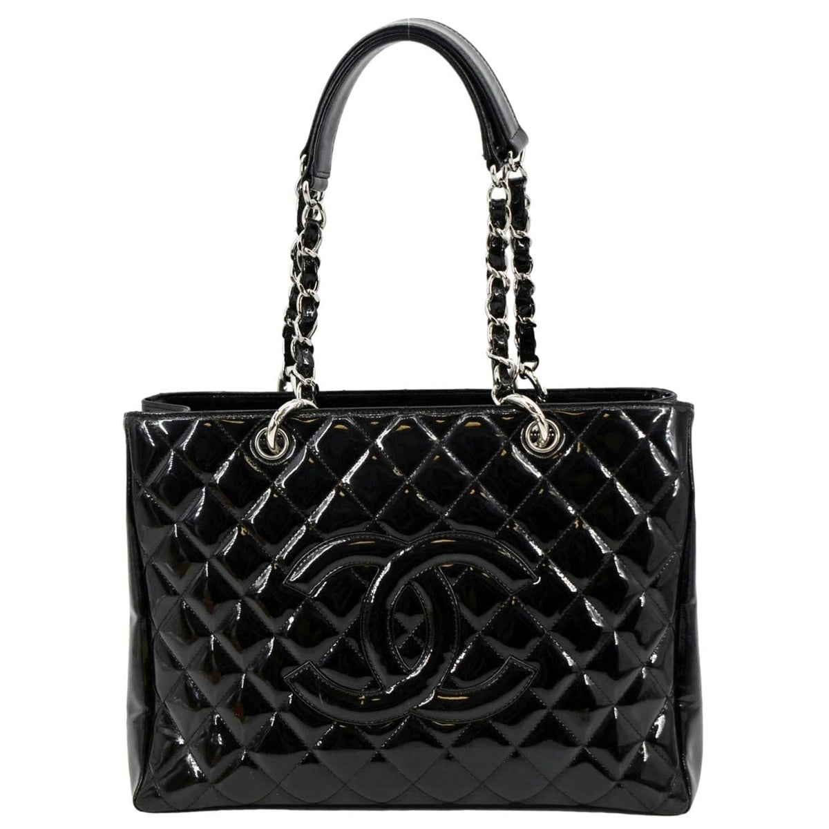 Chanel Bags? Chanel Grand Shopping Patent Leather GST Tote Bag Black Premium Designer Shoulder Bag