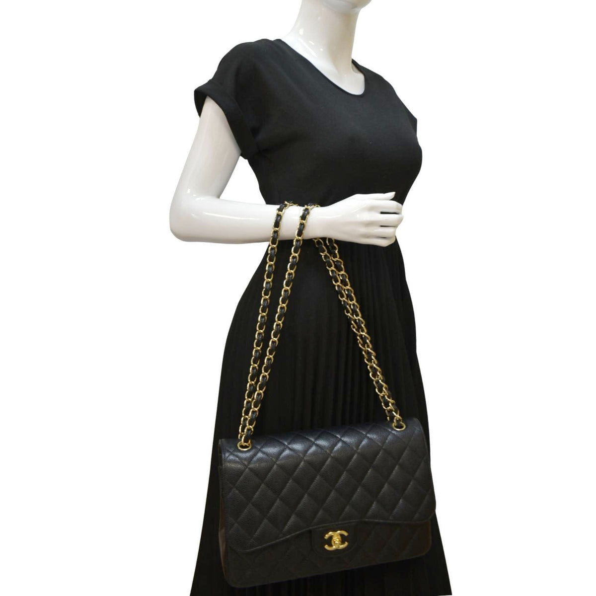 Chanel Bags Chanel Classic Jumbo Double Flap Quilted Caviar Leather Crossbody Bag Black Premium Designer Shoulder Bag