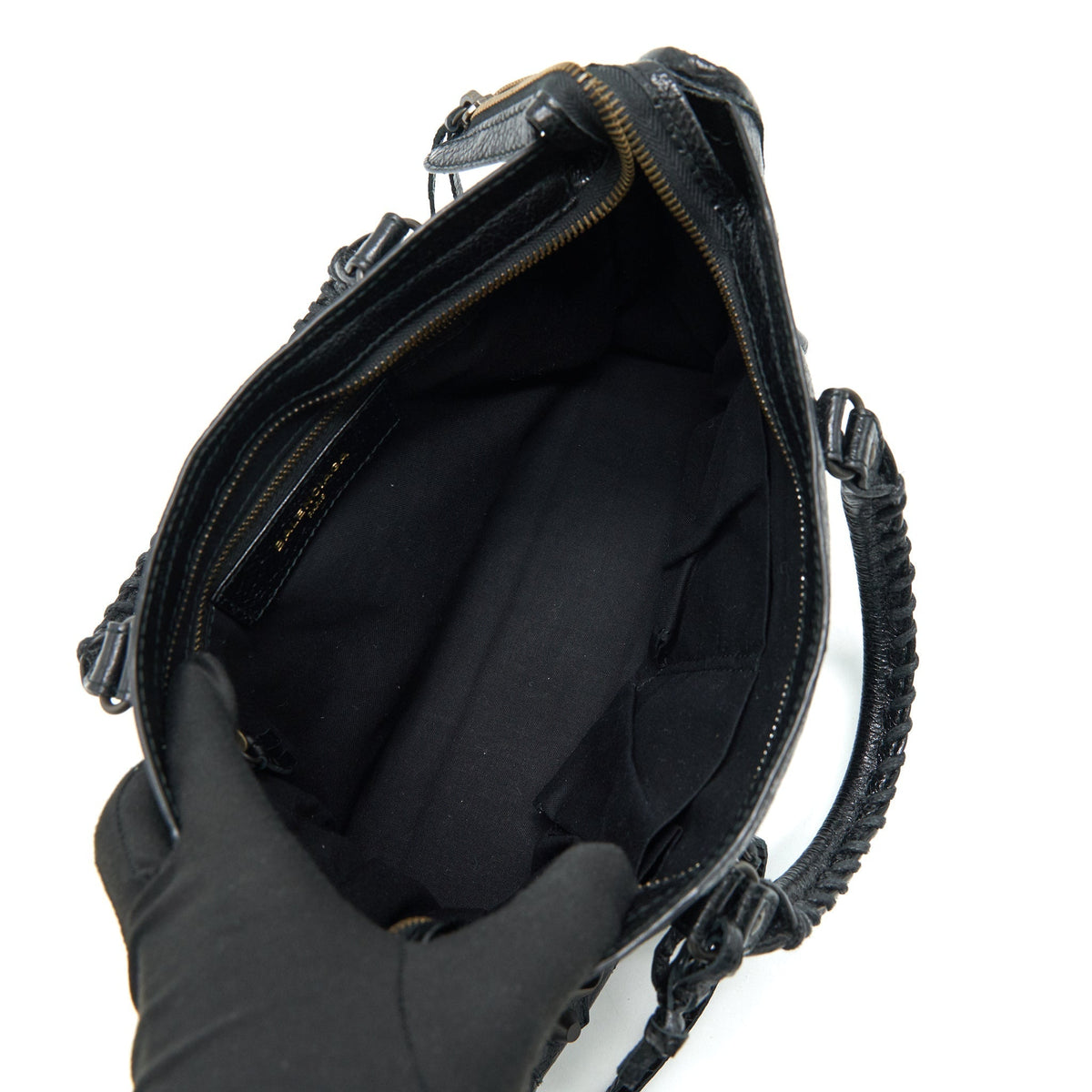 Balenciaga authentic luxury handbag Black leather craftsmanship