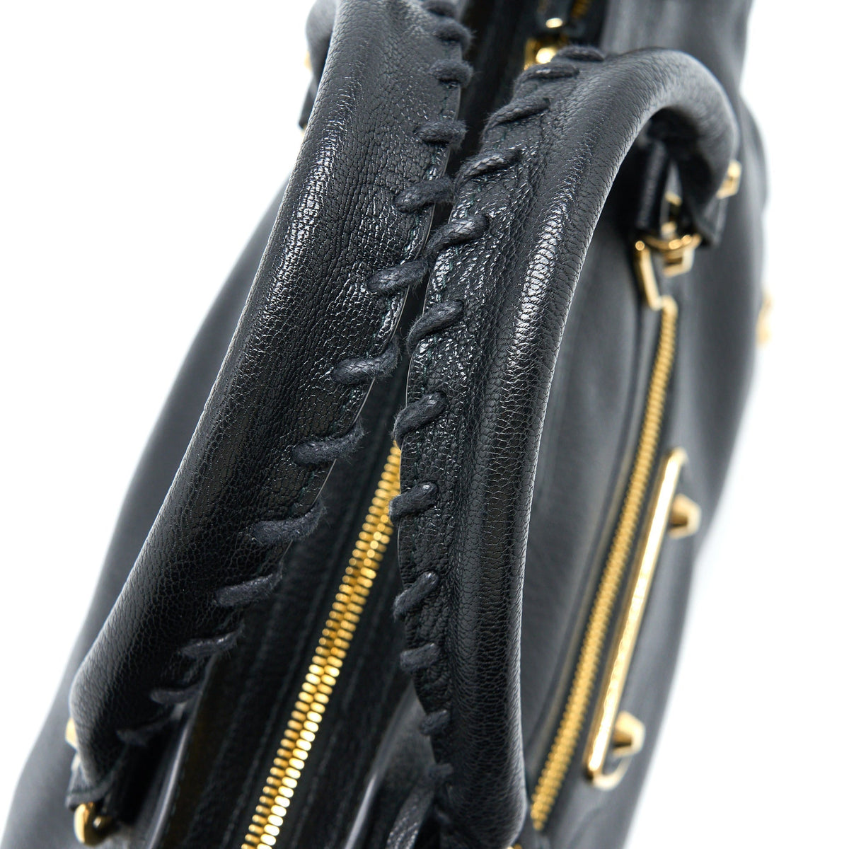 Side view of Balenciaga handbag Black premium designer bag