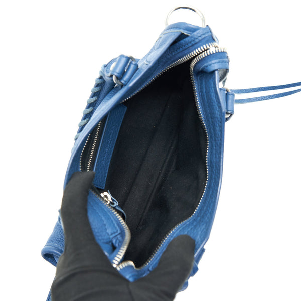 Balenciaga authentic luxury handbag Blue leather craftsmanship