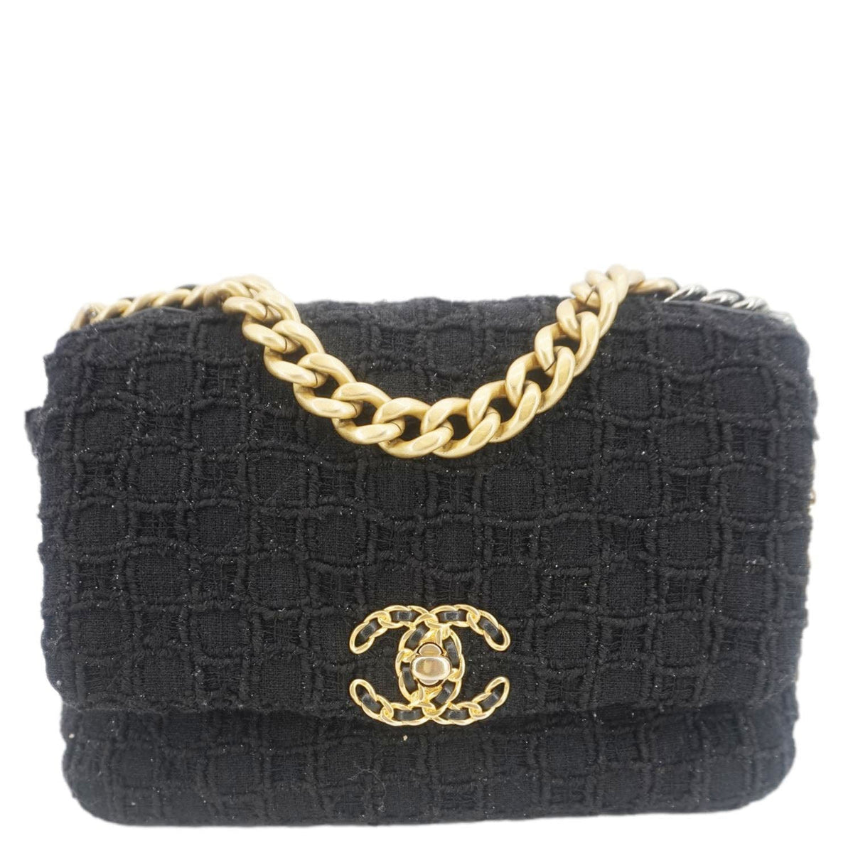 Chanel Bags Chanel 19 Flap Medium Tweed Shoulder Bag Black Elegant Everyday Designer Handbag
