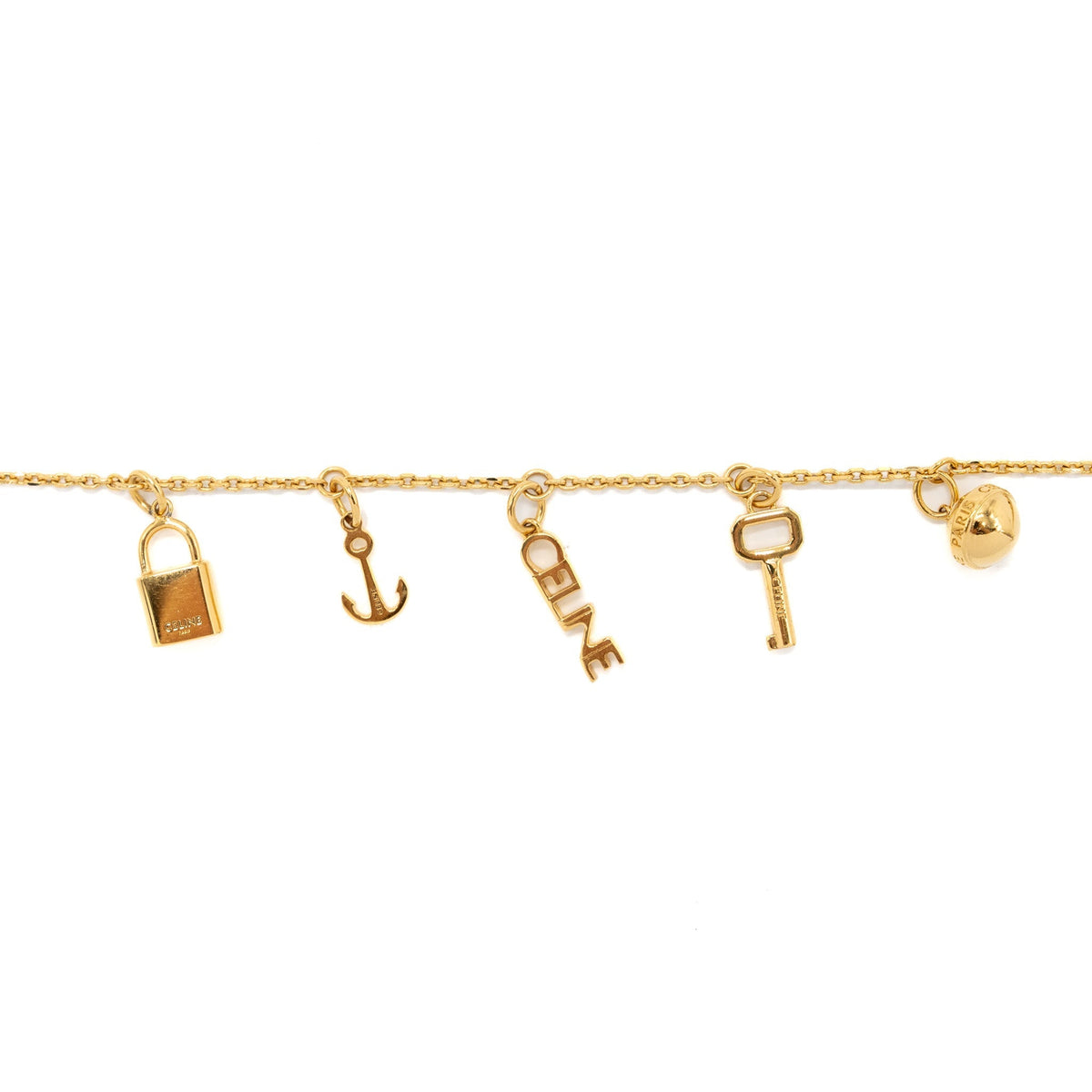 Celine Jewellery? Celine Padlock Charm Key Bracelet Gold Tone Elegant Everyday Fine Jewellery