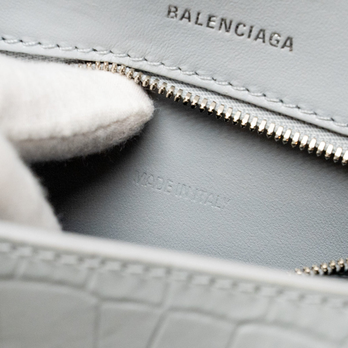 Balenciaga designer handbag calf closeup detail
