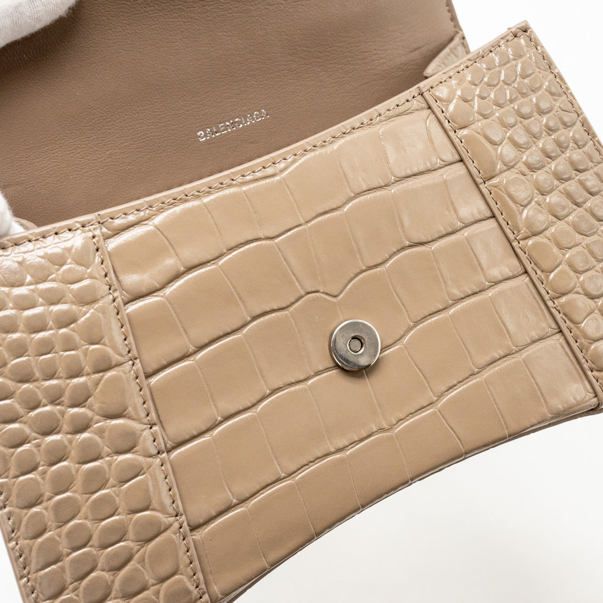Side view of Balenciaga handbag Beige premium designer bag