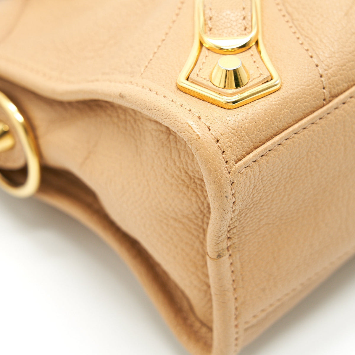 Side view of Balenciaga handbag Beige premium designer bag