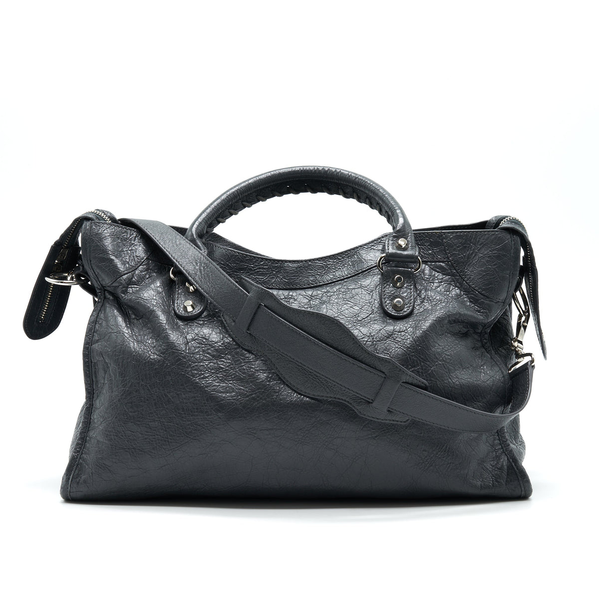 Side view of Balenciaga handbag Grey premium designer bag