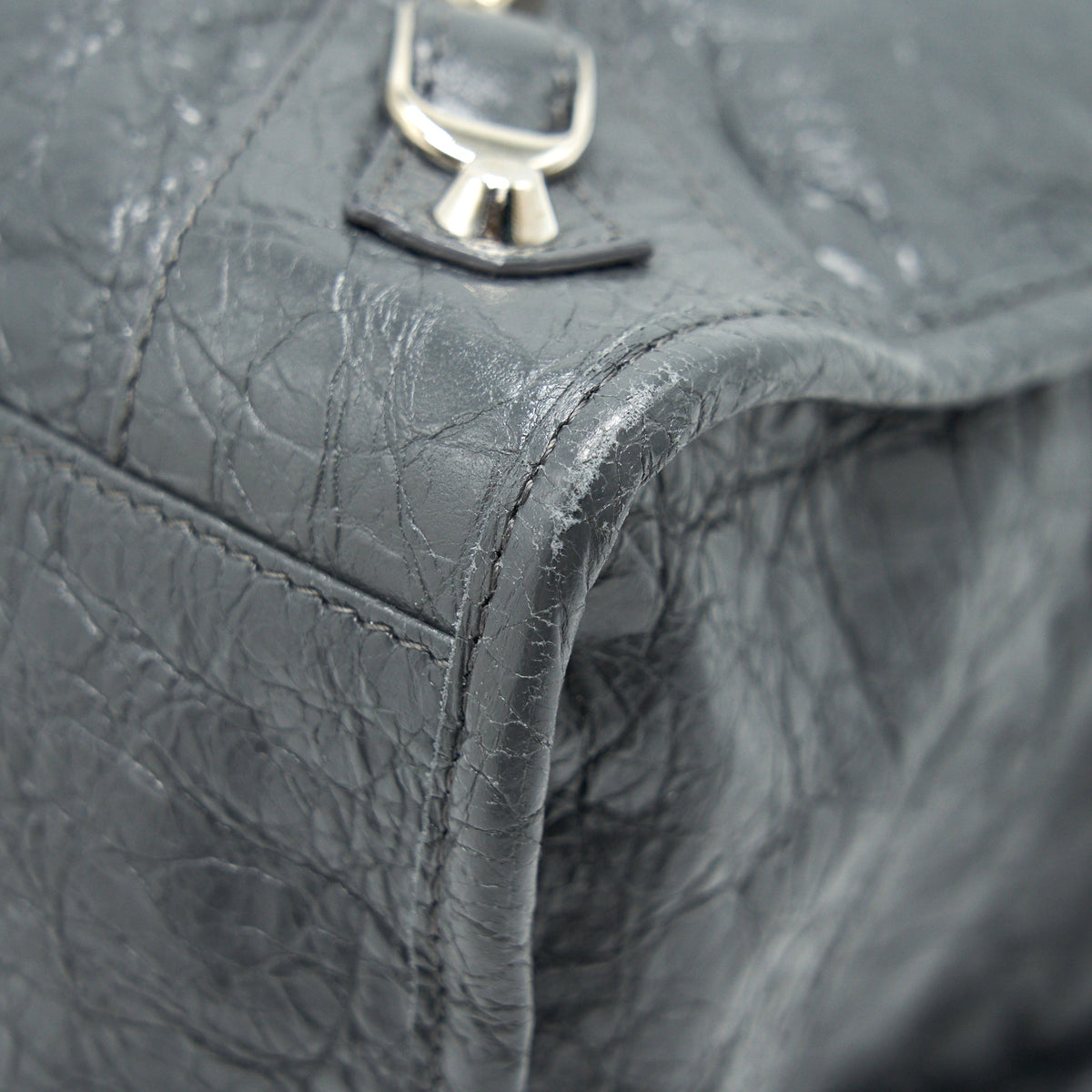 Side view of Balenciaga handbag Grey premium designer bag