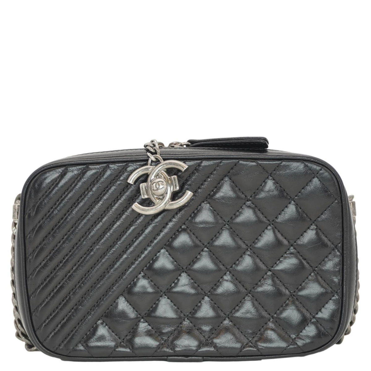 Chanel Bags Chanel Coco Boy Small Quilted Lambskin Camera Case Shoulder Bag Black Elegant Everyday Designer Handbag