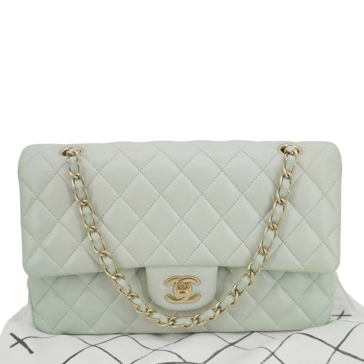 Chanel Bags Chanel Classic Double Flap Small Quilted Leather Shoulder Bag Light Green Elegant Everyday Designer Handbag
