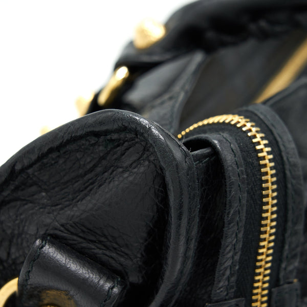 Balenciaga authentic luxury handbag Black leather craftsmanship