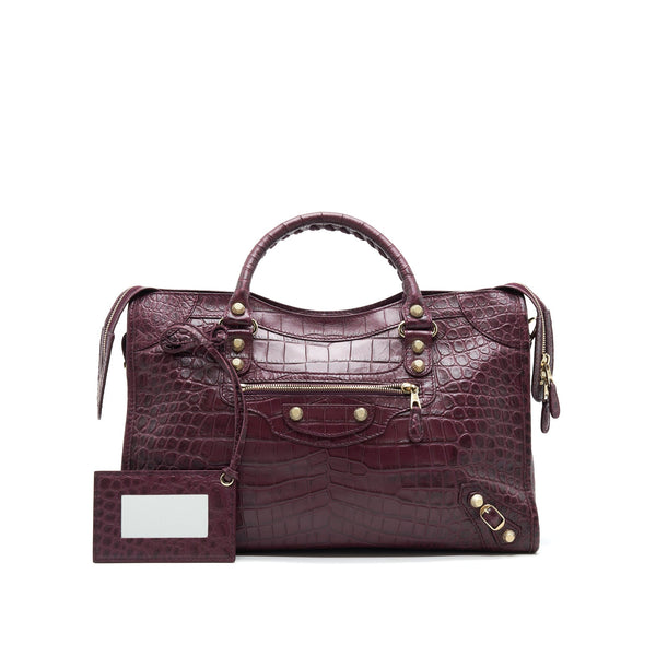 Balenciaga women's handbag Burgundy luxury designer leather