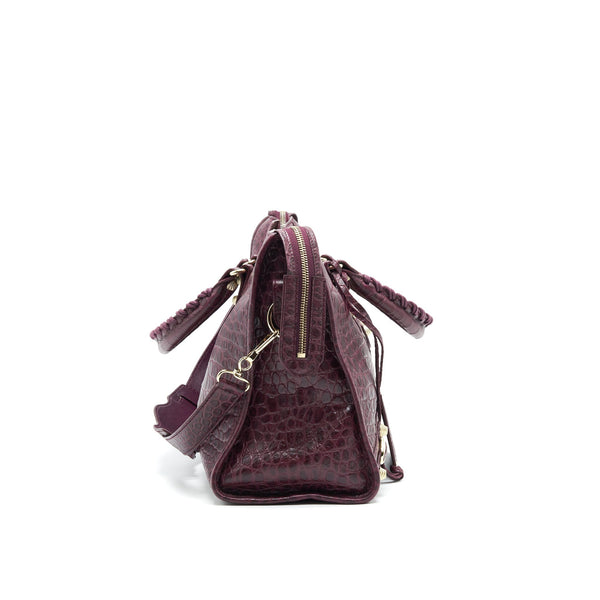 Balenciaga authentic luxury handbag Burgundy leather craftsmanship