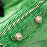 Balenciaga authentic luxury handbag Green leather craftsmanship
