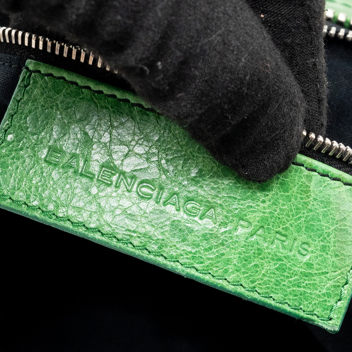 Side view of Balenciaga handbag Green premium designer bag