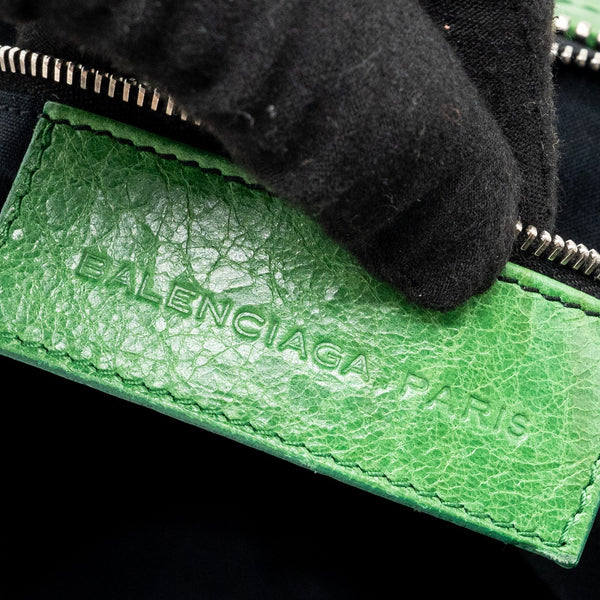 Side view of Balenciaga handbag Green premium designer bag